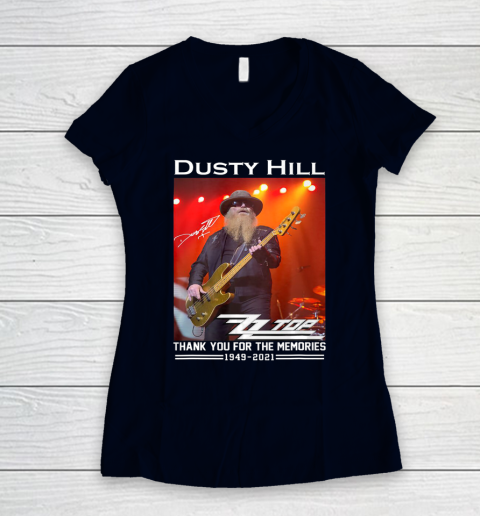 Dusty Hill Thank You For Memories Women's V-Neck T-Shirt 2