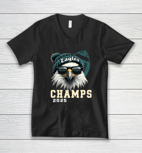 Eagles Sunglasses Championship 2025 Celebrated Eagles V-Neck T-Shirt