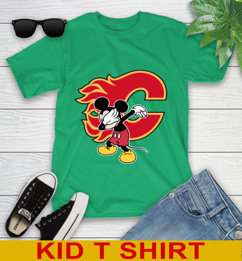 Calgary Flames NHL Hockey Dabbing Mickey Disney Sports Youth T-Shirt 6