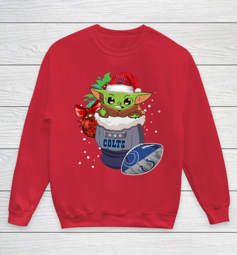 Indianapolis Colts Christmas Baby Yoda Star Wars Funny Happy NFL Youth Sweatshirt 9