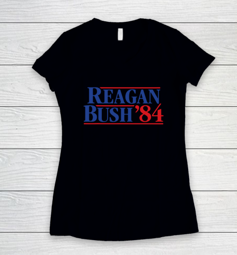 Reagan Bush 84 Campaign Ronald Reagan for President Women's V-Neck T-Shirt