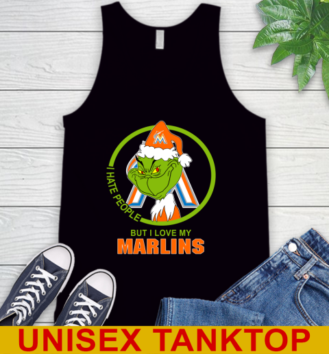 Miami Marlins MLB Christmas Grinch I Hate People But I Love My Favorite Baseball Team Tank Top 2
