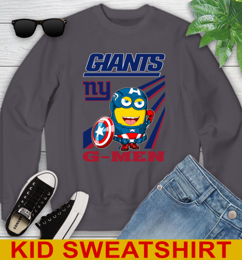 NFL Football New York Giants Captain America Marvel Avengers Minion Shirt Youth Sweatshirt 5