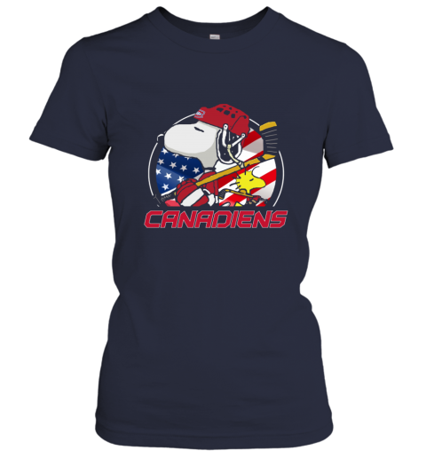 lshm montreal canadienssnoopy and woodstock nhl ladies t shirt 20 front navy