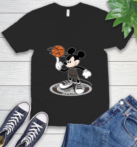 NBA Basketball San Antonio Spurs Cheerful Mickey Disney Shirt V-Neck T-Shirt