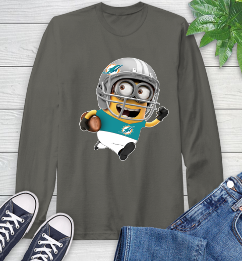 NFL Miami Dolphins Minions Disney Football Sports Long Sleeve T-Shirt 8