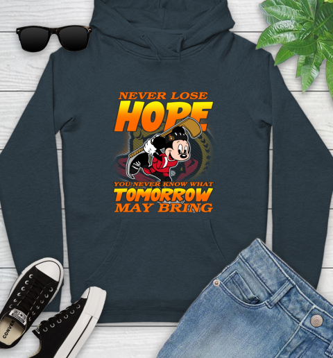 Ottawa Senators NHL Hockey ootball Mickey Disney Never Lose Hope Youth Hoodie 10