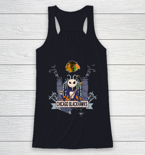 NHL Chicago Blackhawks Hockey Jack Skellington Halloween Racerback Tank 7