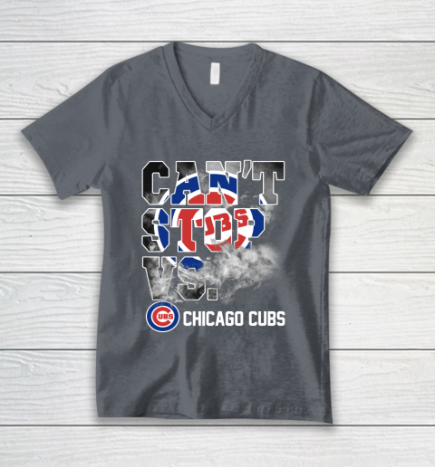 MLB Chicago Cubs Baseball Can't Stop Vs Chicago Cubs V-Neck T-Shirt 4