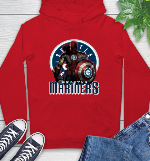 MLB Captain America Thor Spider Man Hawkeye Avengers Endgame Baseball Seattle Mariners Hoodie 10