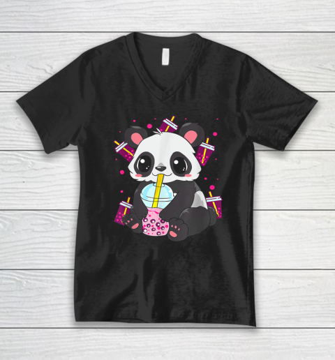 Kawaii Cute Anime Panda Boba Bubble Tea Otaku V-Neck T-Shirt