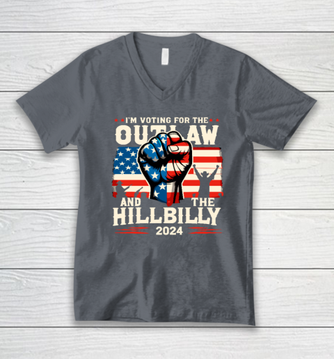 I'm Voting For the Outlaw And The Hillbilly 2024 US Flag V-Neck T-Shirt 3