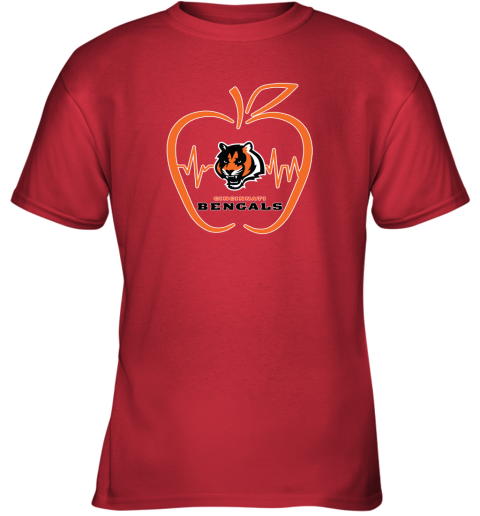 Apple Heartbeat Teacher Symbol Kansas City Chiefs Youth T-Shirt 