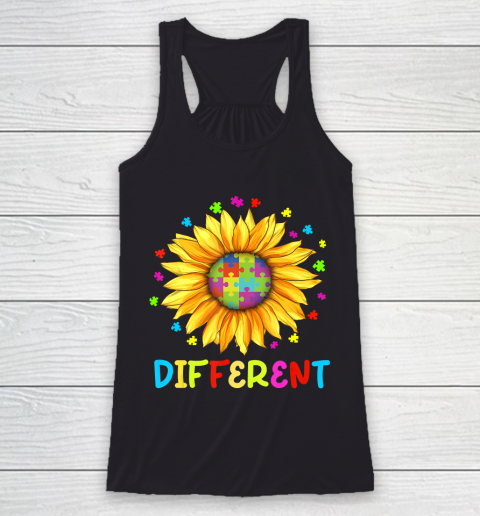 Autism Awareness Sunflower Gift Colorful Puzzle Different Racerback Tank