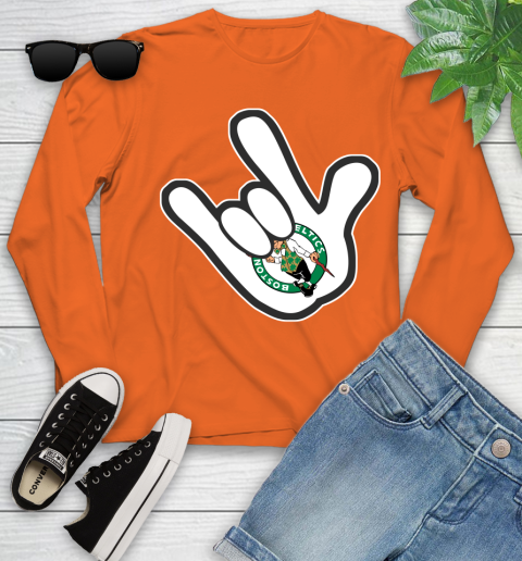 Boston Celtics NBA Basketball Mickey Rock Hand Disney Youth Long Sleeve 4