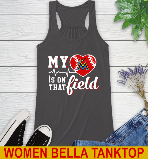 MLB My Heart Is On That Field Baseball Sports Miami Marlins Racerback Tank 10