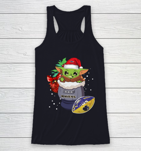 Baltimore Ravens Christmas Baby Yoda Star Wars Funny Happy NFL Racerback Tank 8