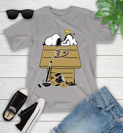 Anaheim Ducks NHL Hockey Snoopy Woodstock The Peanuts Movie Youth T-Shirt 4