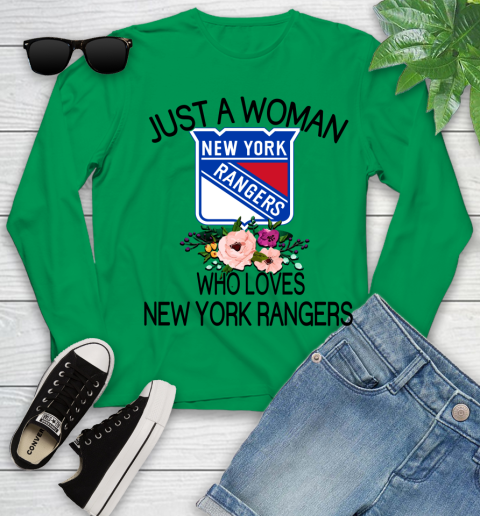 NHL Just A Woman Who Loves New York Rangers Hockey Sports Youth Long Sleeve 4