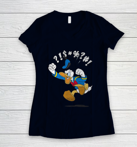 Disney Mickey And Friends Donald Angry Jump Women's V-Neck T-Shirt 2