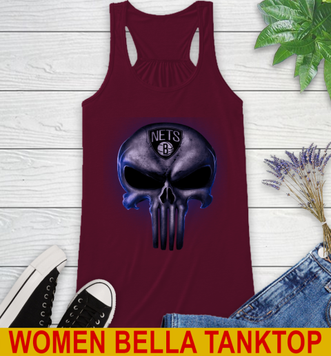 Brooklyn Nets NBA Basketball Punisher Skull Sports Racerback Tank 2