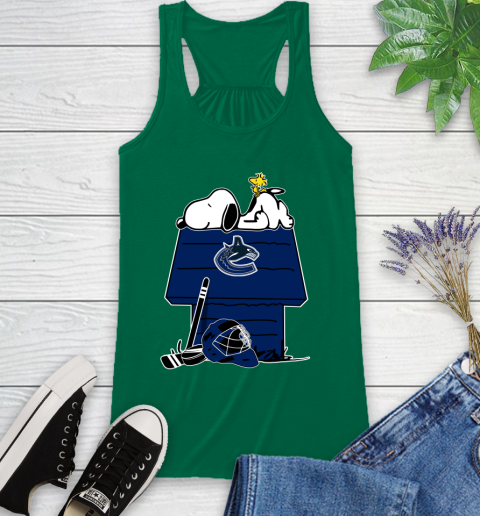 Vancouver Canucks NHL Hockey Snoopy Woodstock The Peanuts Movie Racerback Tank 7