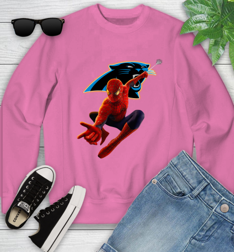NFL Spider Man Avengers Endgame Football Carolina Panthers Youth Sweatshirt 7