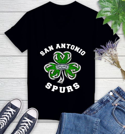 NBA San Antonio Spurs Three Leaf Clover St Patrick's Day Basketball Sports Women's V-Neck T-Shirt