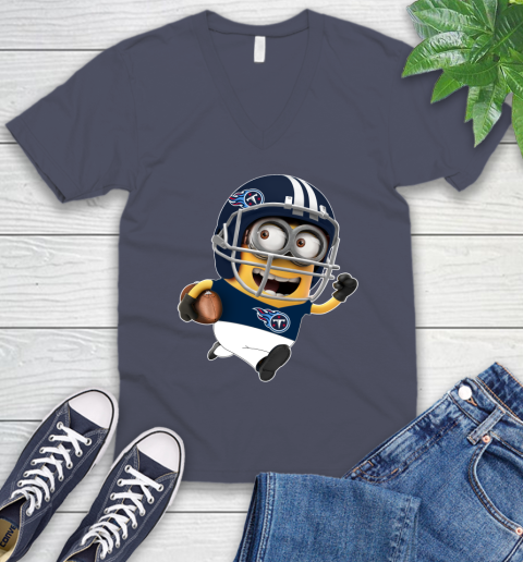 NFL Tennessee Titans Minions Disney Football Sports V-Neck T-Shirt 9