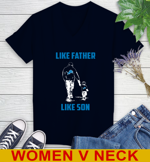 Detroit Lions NFL Football Like Father Like Son Sports Women's V-Neck T-Shirt 2
