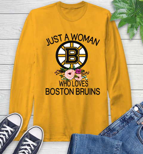 NHL Just A Woman Who Loves Boston Bruins Hockey Sports Long Sleeve T-Shirt 2