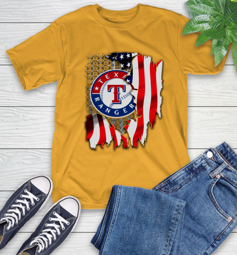 Texas Rangers MLB Baseball American Flag T-Shirt 2