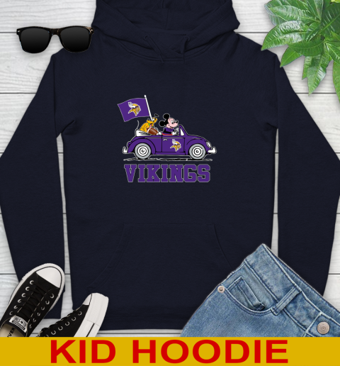 NFL Football Minnesota Vikings Pluto Mickey Driving Disney Shirt Youth Hoodie 4