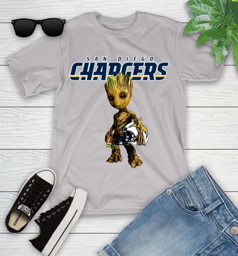 Los Angeles Chargers NFL Football Groot Marvel Guardians Of The Galaxy Youth T-Shirt 12