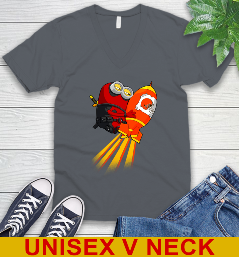 NFL Football Cleveland Browns Deadpool Minion Marvel Shirt V-Neck T-Shirt 4