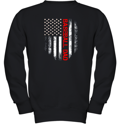 Vintage USA American Flag Proud Baseball Dad Player Youth Sweatshirt