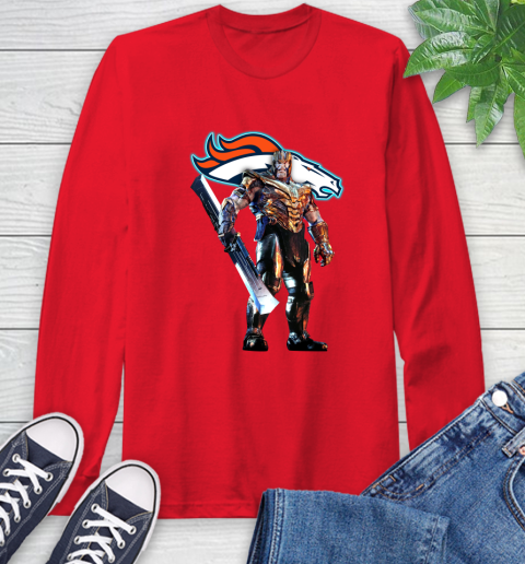NFL Thanos Gauntlet Avengers Endgame Football Denver Broncos Long Sleeve T-Shirt 10