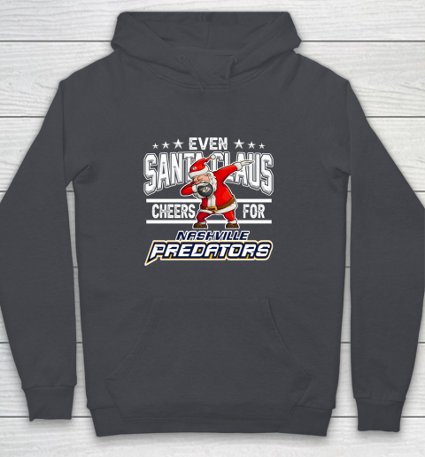 Nashville Predators Even Santa Claus Cheers For Christmas NHL Youth Hoodie 5