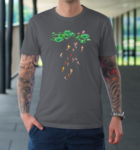 Watercolor Japanese Koi Fish Goldfish Lily Pad Lotus Leaf Shirt T-Shirt - Image 6