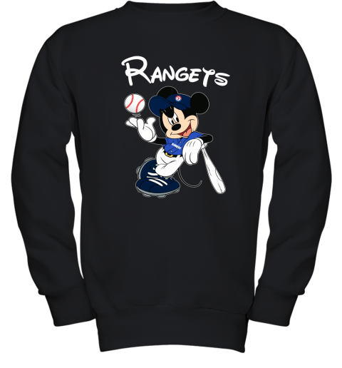 Baseball Mickey Team Texas Rangers Youth Sweatshirt