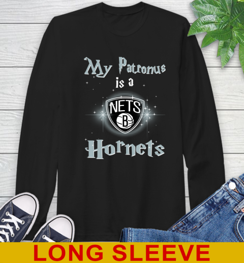 NBA Basketball Harry Potter My Patronus Is A Brooklyn Nets Long Sleeve T-Shirt