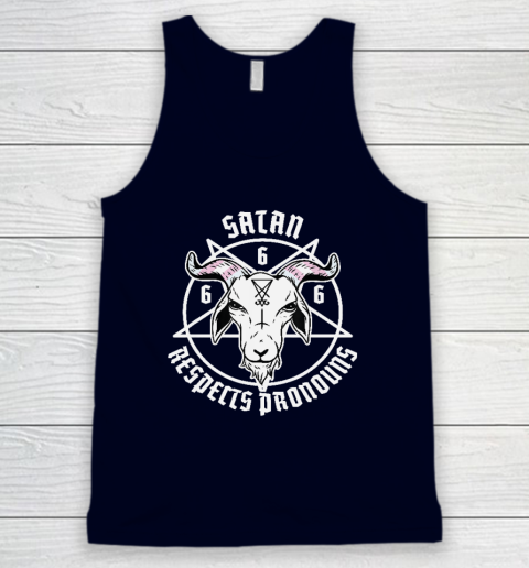 Satan Respects Pronouns Transgender Pentagram Trans Flag Tank Top 2