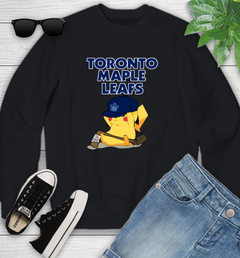 NHL Pikachu Hockey Sports Toronto Maple Leafs Youth Sweatshirt 2