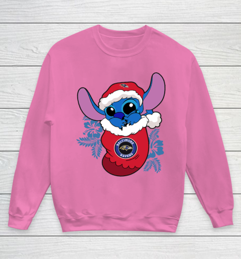 Baltimore Ravens Christmas Stitch In The Sock Funny Disney NFL Youth Sweatshirt 7