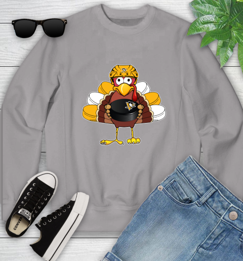 Pittsburgh Penguins Turkey Thanksgiving Day Youth Sweatshirt 4