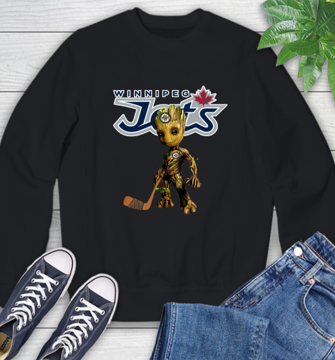Winnipeg Jets NHL Hockey Groot Marvel Guardians Of The Galaxy Sweatshirt 2