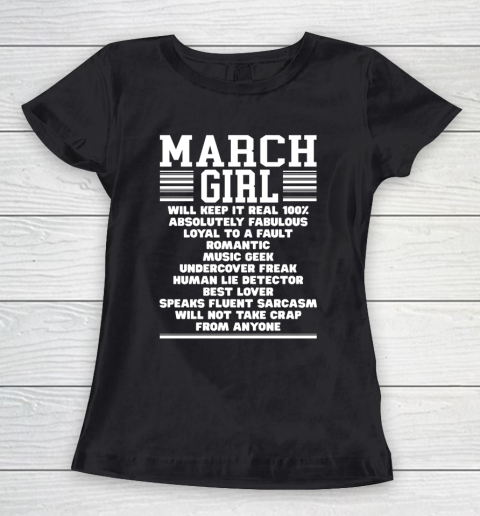 Womens Gifts A Queen Was Born On March 1st Birthday T-Shirt