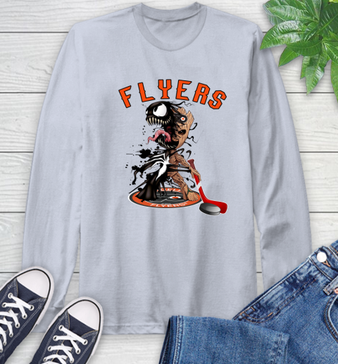 NHL Philadelphia Flyers Hockey Venom Groot Guardians Of The Galaxy Long Sleeve T-Shirt 6