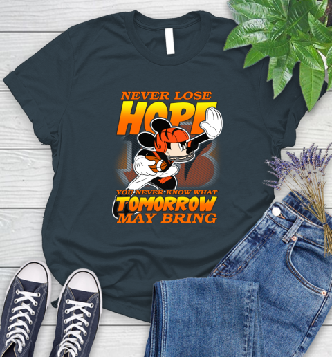 Cincinnati Bengals NFL Football Mickey Disney Never Lose Hope Women's T-Shirt 11