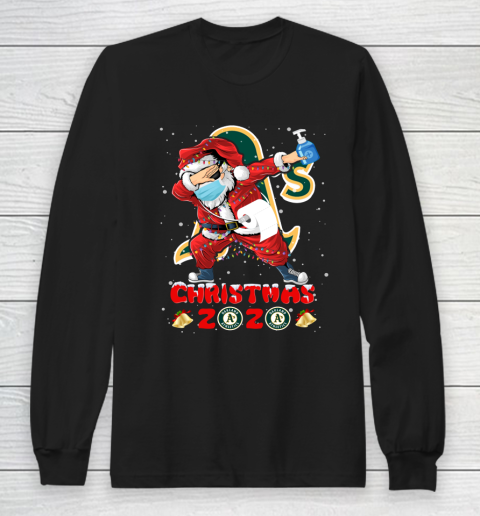 Oakland Athletics Funny Santa Claus Dabbing Christmas 2020 MLB Long Sleeve T-Shirt